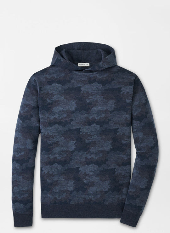 Peter Millar Reversible Camo Popover Hoodie In Blue Haze