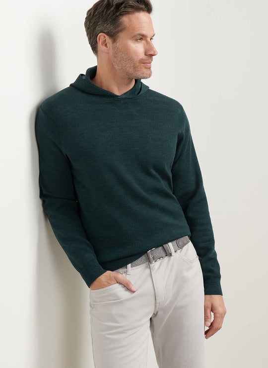 Peter Millar Reversible Camo Popover Hoodie In Deep Verdant