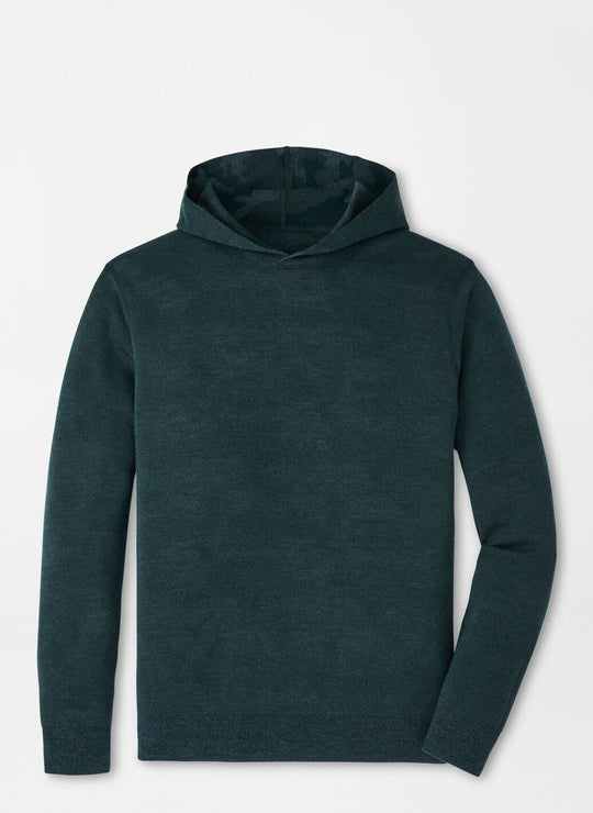 Peter Millar Reversible Camo Popover Hoodie In Deep Verdant