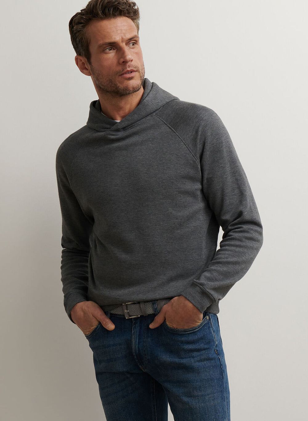Peter Millar Crown Comfort Knit Hoodie In Charcoal