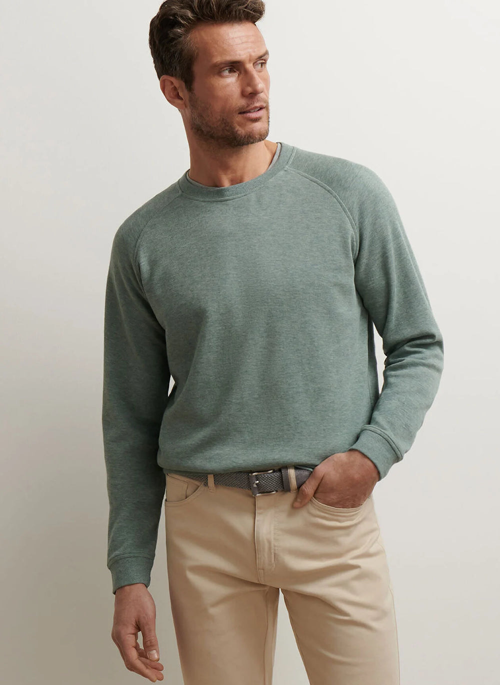Peter Millar Crown Comfort Knit Crew In Basil