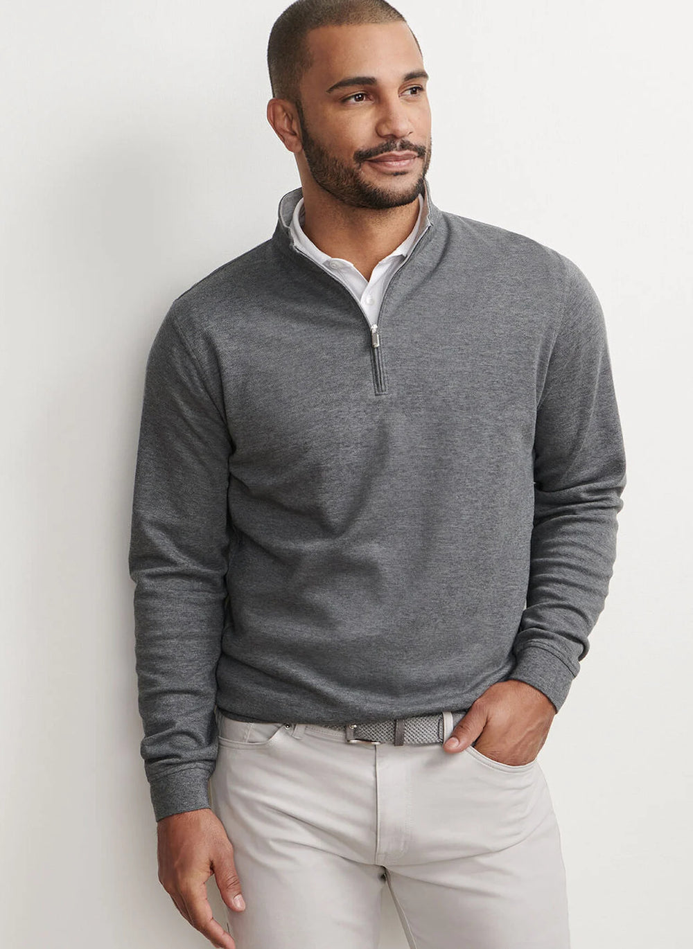 Peter Millar Crown Comfort Pullover In Charcoal