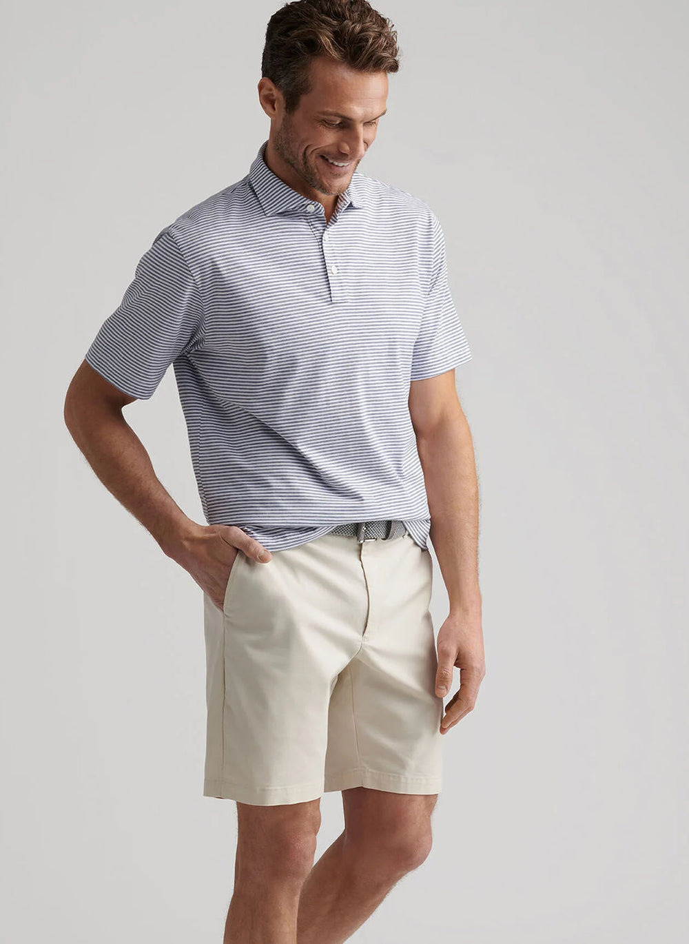 Peter Millar Collins Stripe Crown Comfort Cotton Polo In Atlantic Blue