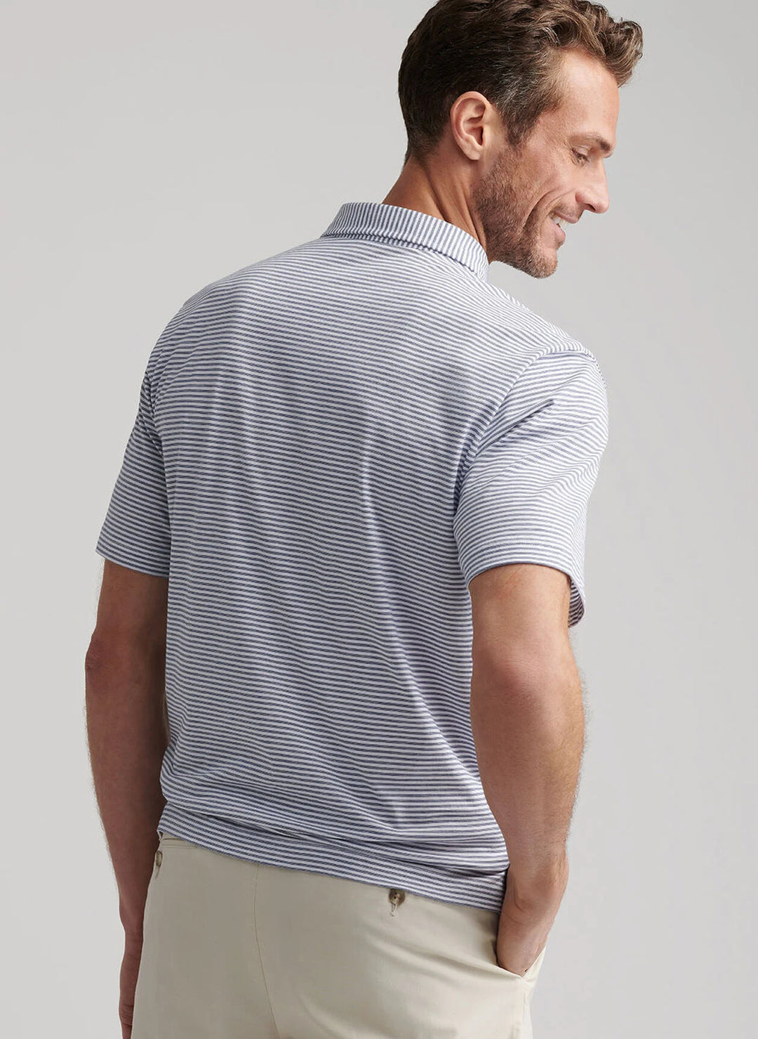 Peter Millar Collins Stripe Crown Comfort Cotton Polo In Atlantic Blue