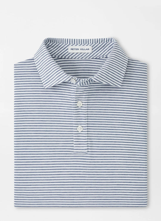Peter Millar Collins Stripe Crown Comfort Cotton Polo In Atlantic Blue