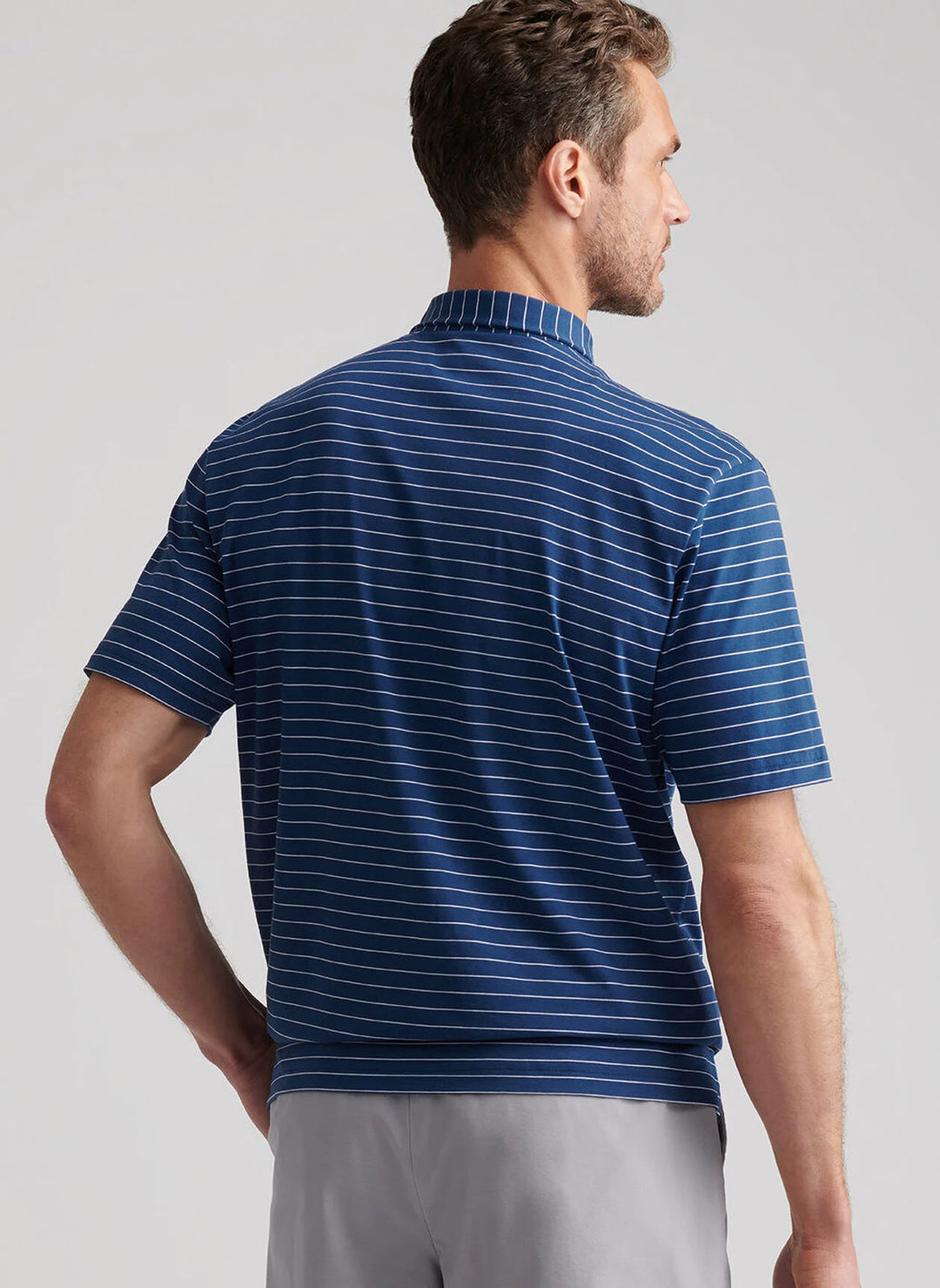 Peter Millar Rover Stripe Crown Comfort Cotton Polo In Atlantic Blue