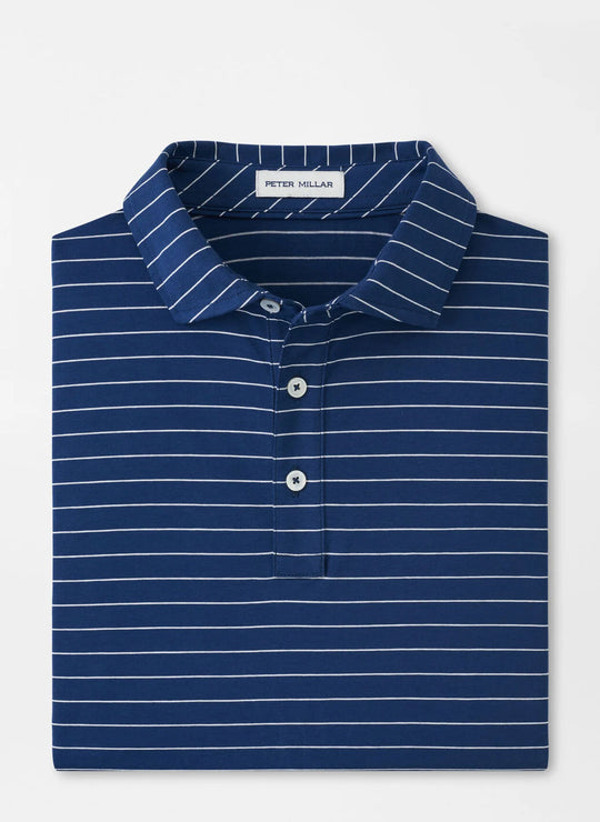 Peter Millar Rover Stripe Crown Comfort Cotton Polo In Atlantic Blue
