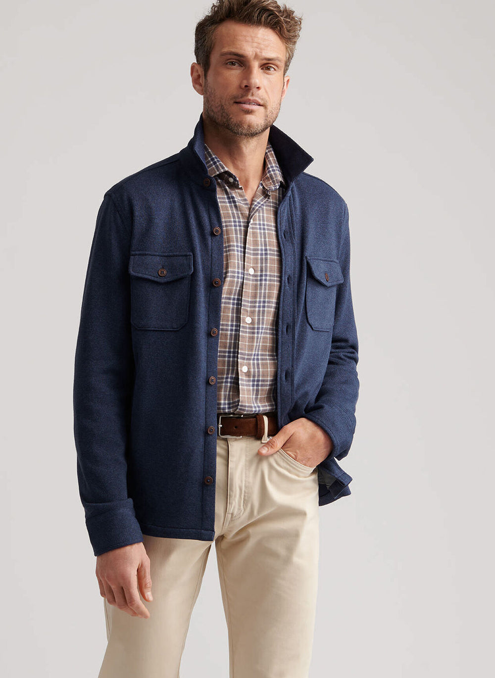 Peter Millar Crown Sweater Fleece Shirt Jacket In Navy