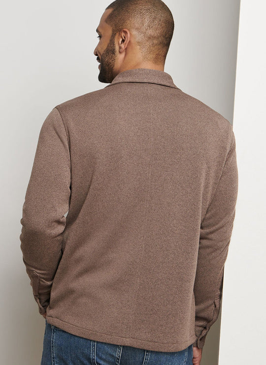 Peter Millar Crown Sweater Fleece Shirt Jacket In Poplar Brown