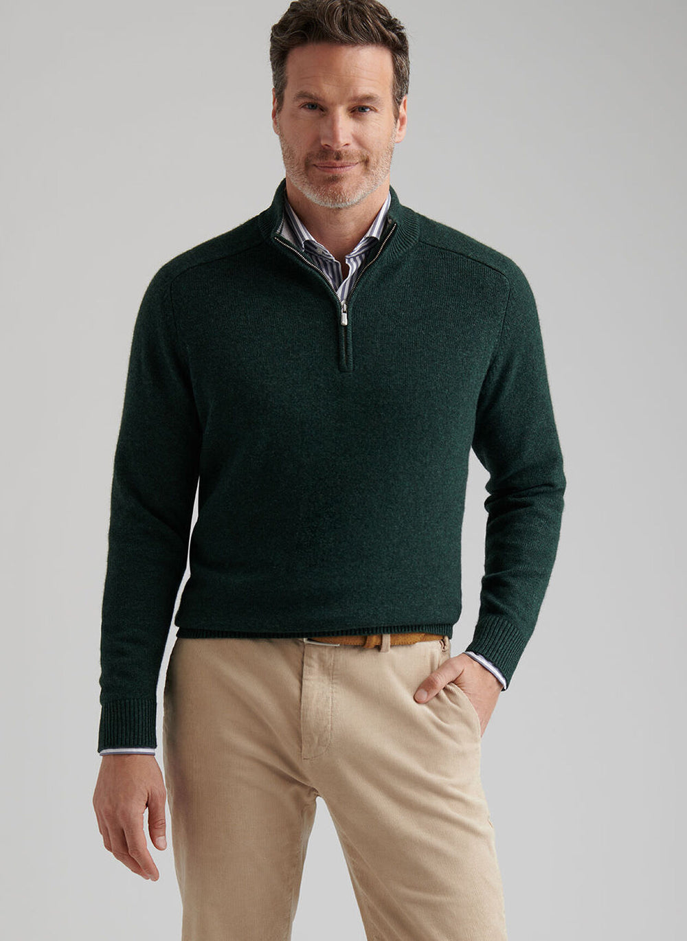 Peter Millar Crescent Quarter-Zip Sweater In Deep Verdant