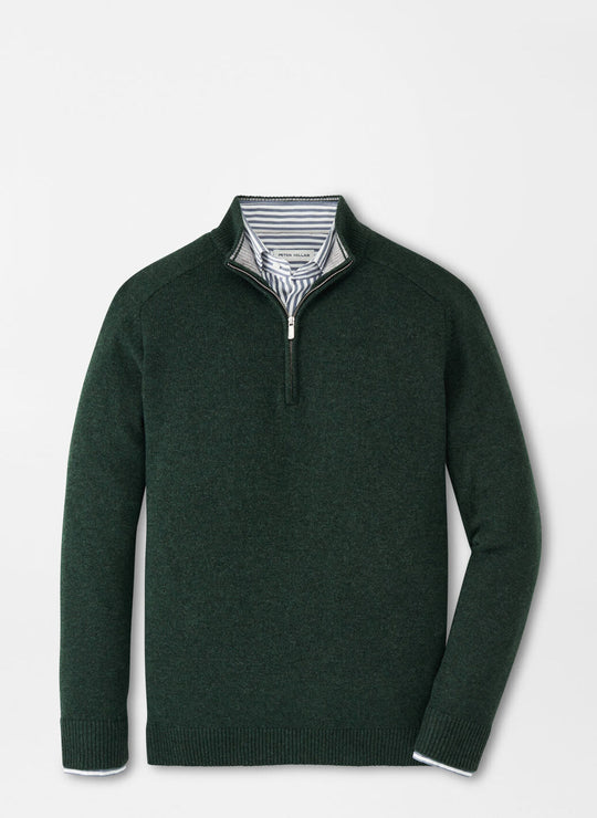 Peter Millar Crescent Quarter-Zip Sweater In Deep Verdant