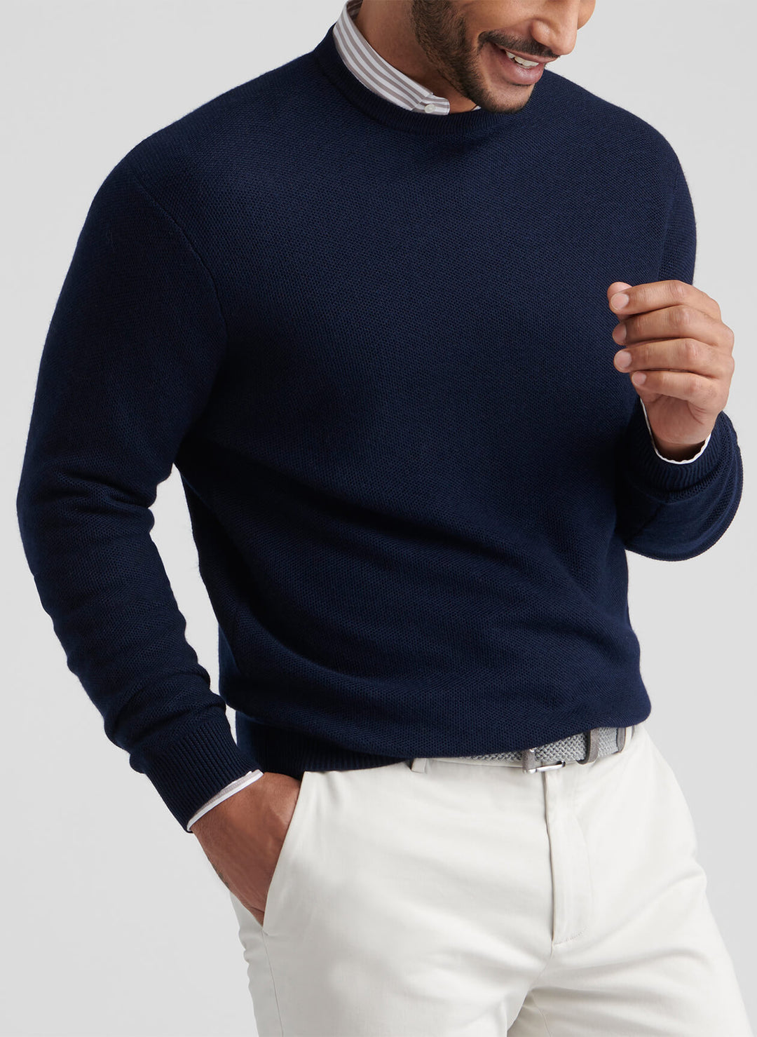 Autumn Crest Honeycomb Crewneck Sweater in Navy