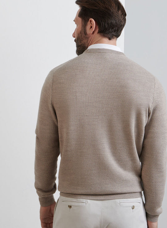 Peter Millar Autumn Crest Honeycomb Crewneck Sweater In Light Elm