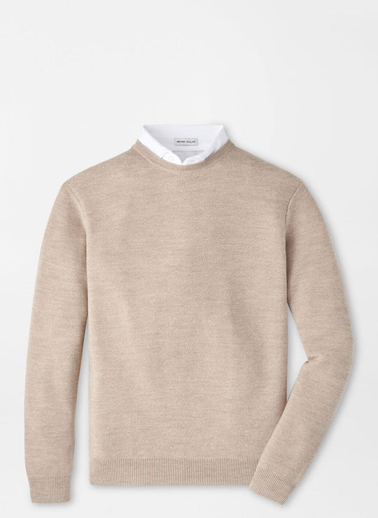 Peter Millar Autumn Crest Honeycomb Crewneck Sweater In Light Elm