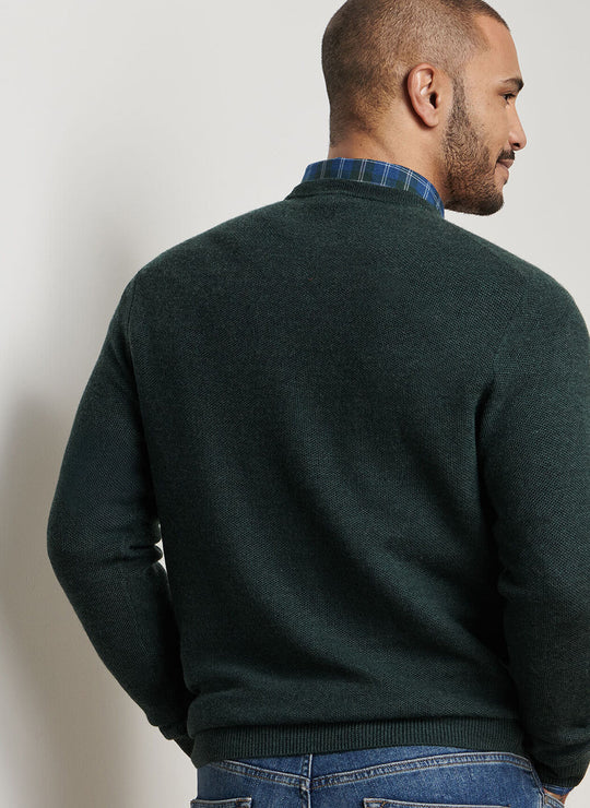 Peter Millar Autumn Crest Honeycomb Crewneck Sweater In Nordic Pine