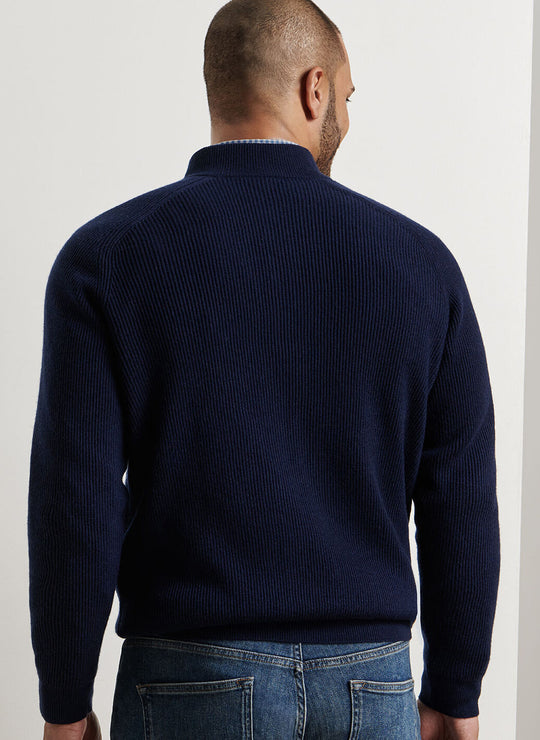 Peter Millar Brant Button Mock Sweater In Navy