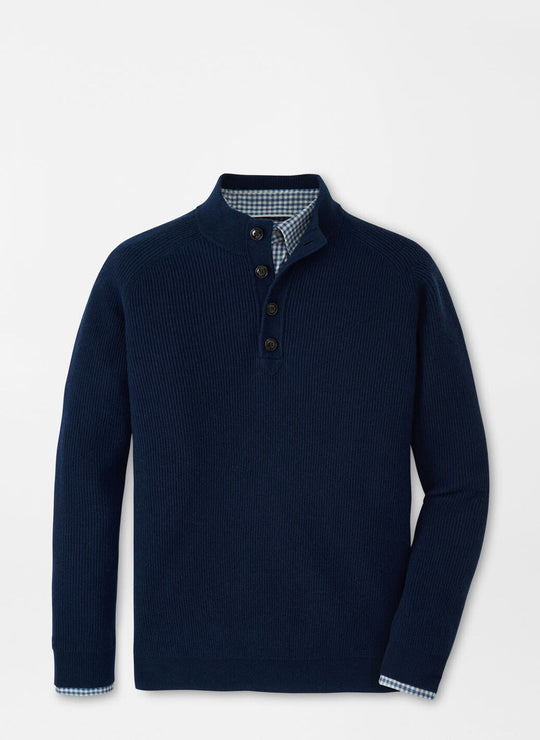 Peter Millar Brant Button Mock Sweater In Navy