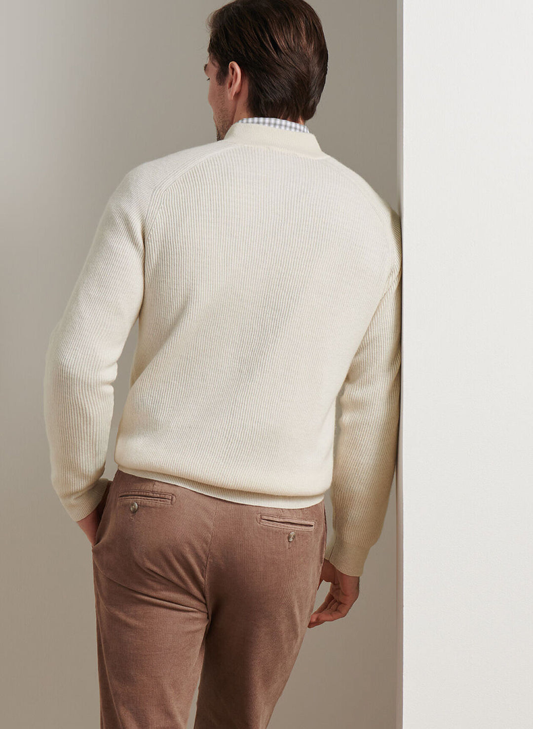 Peter Millar Brant Button Mock Sweater In Winter Ivory
