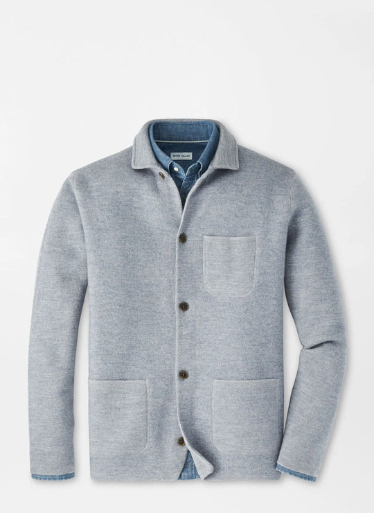 Peter Millar Carson Sweater Chore Coat In Gale Grey