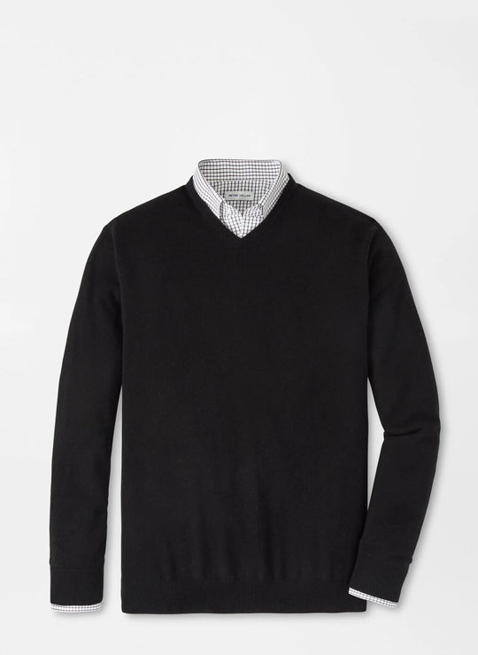 Peter Millar Crown Heritage Cashmere V-Neck Sweater In Black