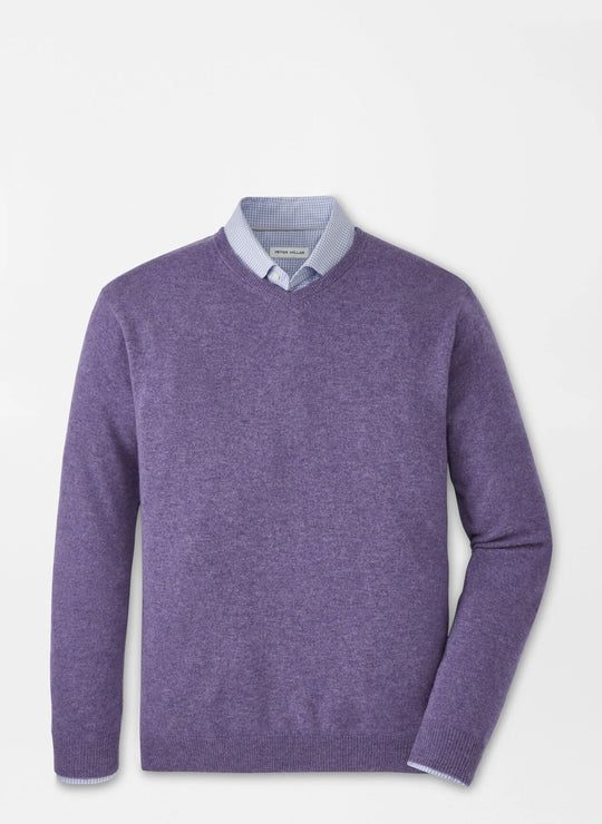 Peter Millar Crown Heritage Cashmere V-Neck Sweater In Deep Violet