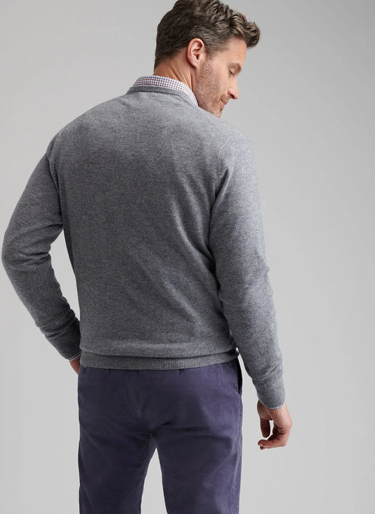 Peter Millar Crown Heritage Cashmere V-Neck Sweater In Oslo Grey