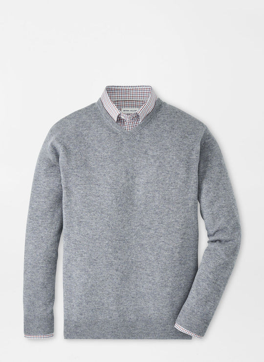Peter Millar Crown Heritage Cashmere V-Neck Sweater In Oslo Grey