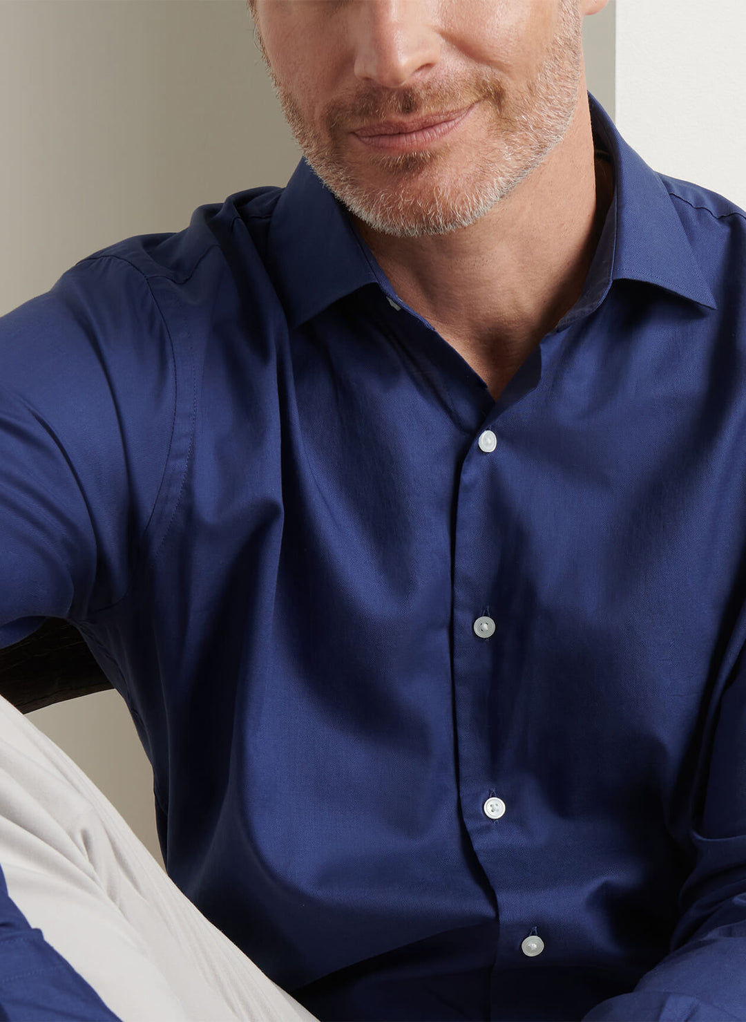 Highlands Soft Twill Cotton Sport Shirt in Navy