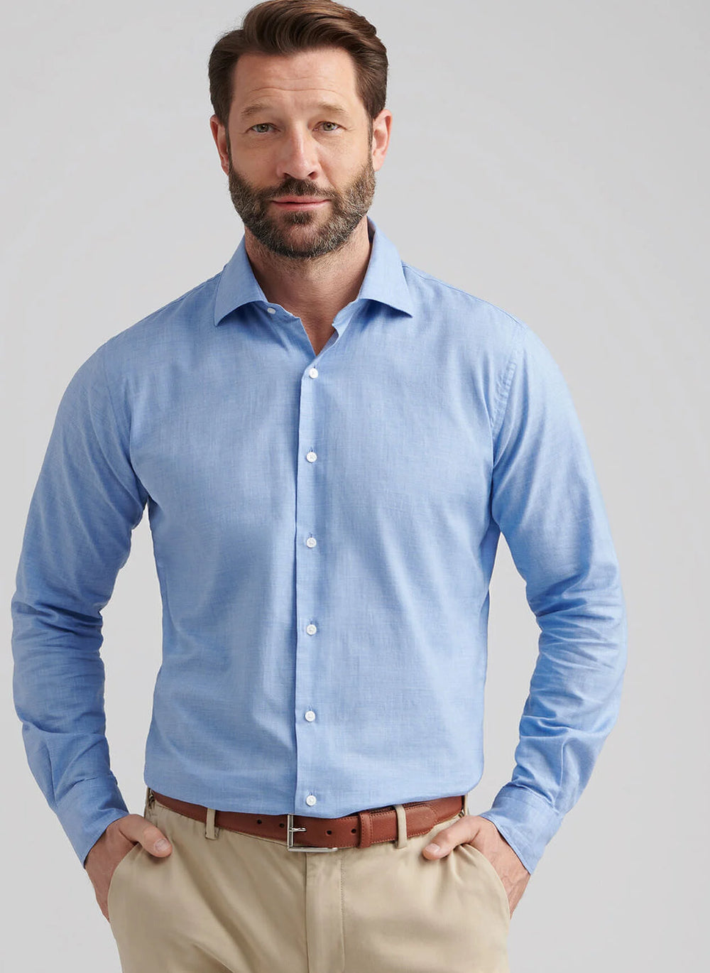 Peter Millar Highlands Soft Twill Cotton Sport Shirt In Ruddy Blue