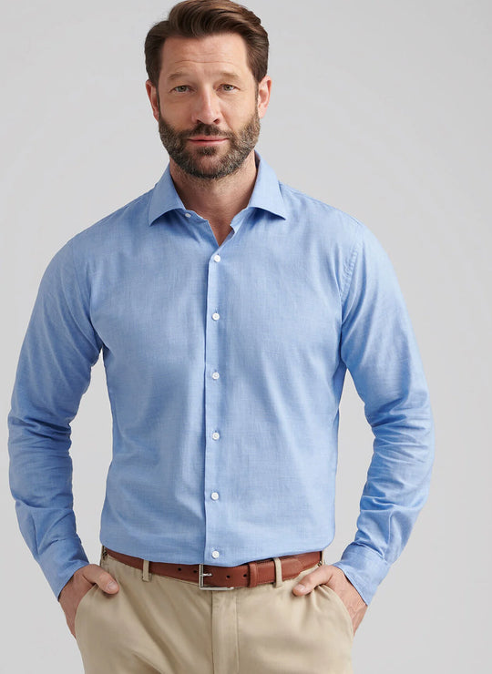 Peter Millar Highlands Soft Twill Cotton Sport Shirt In Ruddy Blue
