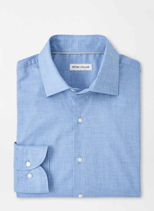 Peter Millar Highlands Soft Twill Cotton Sport Shirt In Ruddy Blue