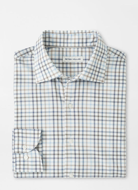Peter Millar North Coast Crown Lite Cotton-Stretch Sport Shirt In Blue Haze