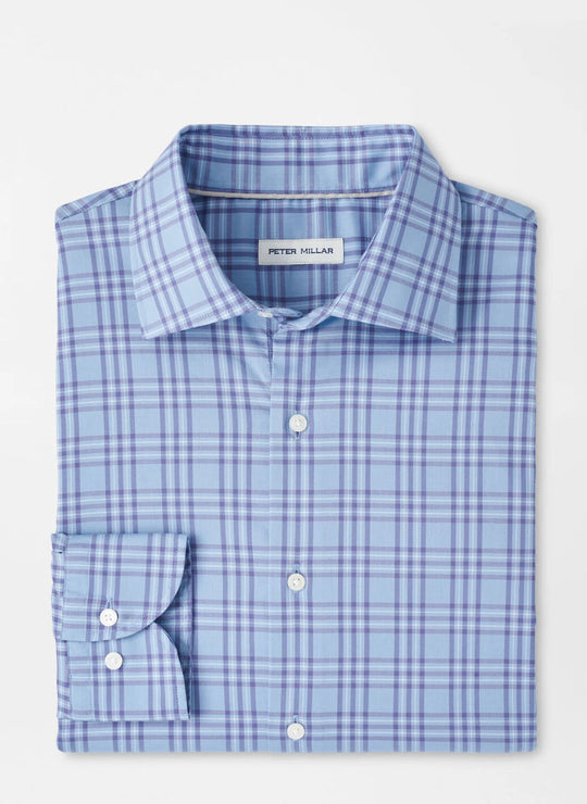 Peter Millar Brevard Crown Lite Cotton-Stretch Sport Shirt In Ruddy Blue