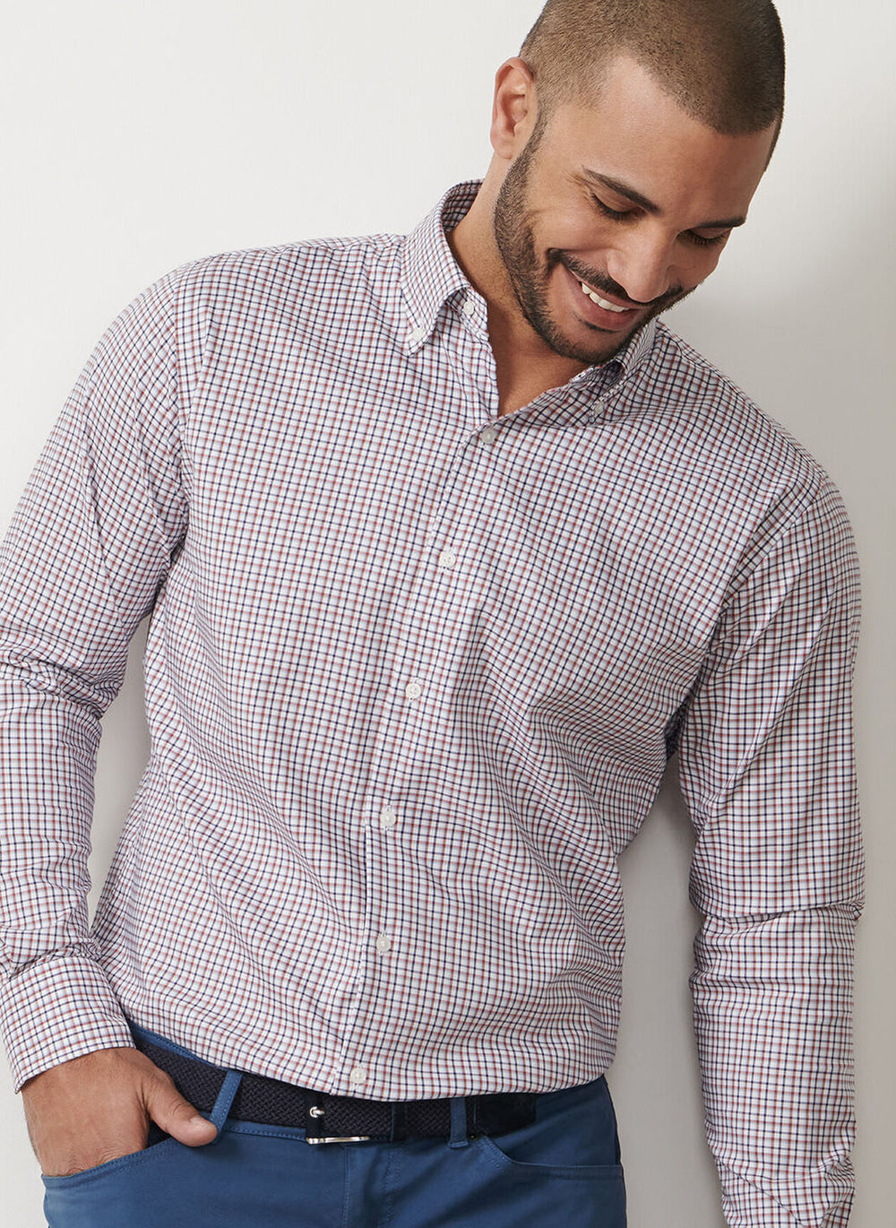 Peter Millar Julian Crown Lite Cotton-Stretch Shirt In Navy