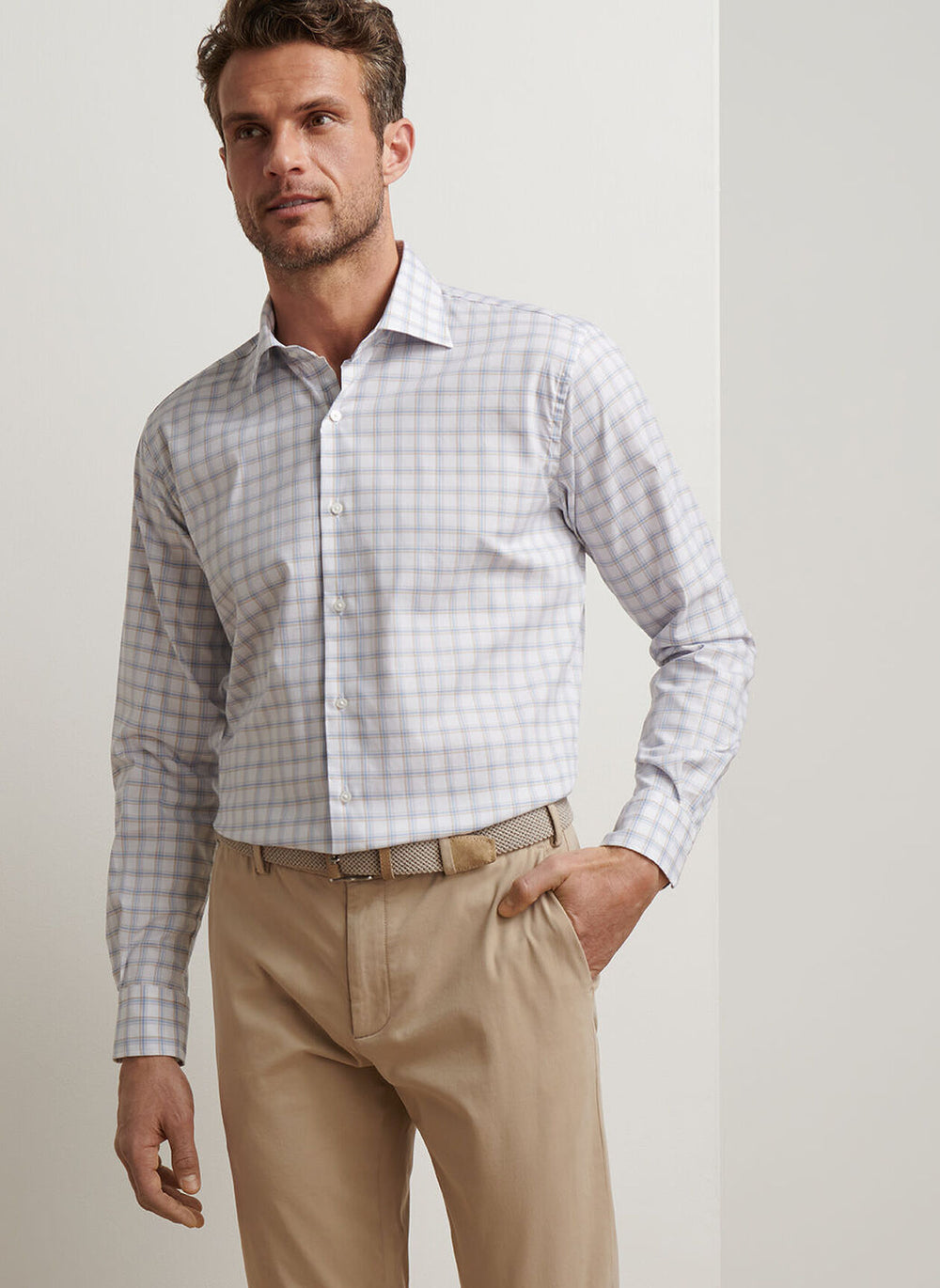 Peter Millar Lenox Crown Lite Cotton-Stretch Sport Shirt In White