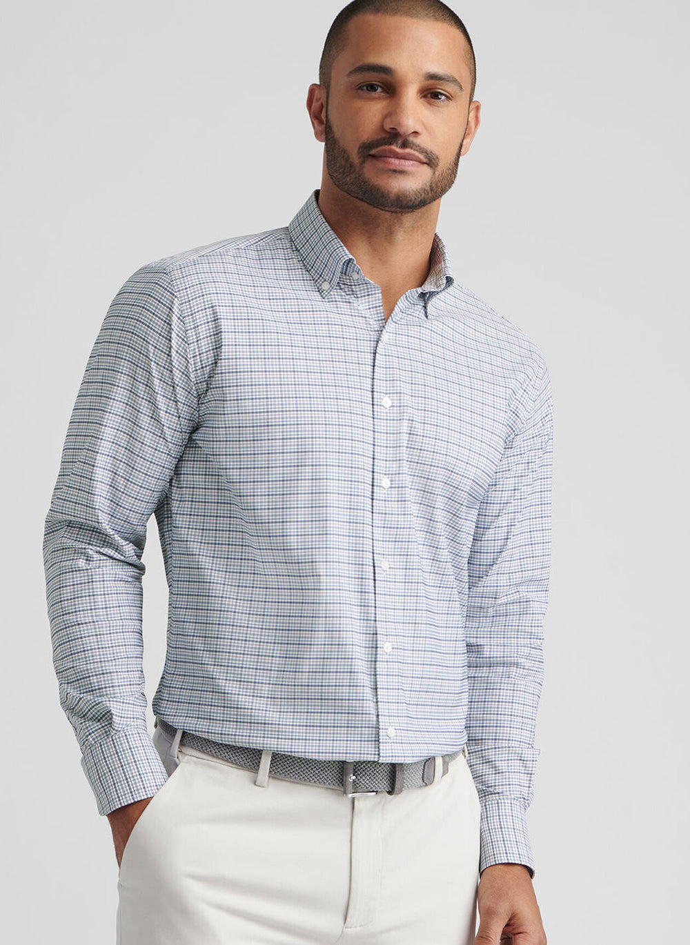 Peter Millar Leavenworth Performance Twill Sport Shirt In Blue Haze