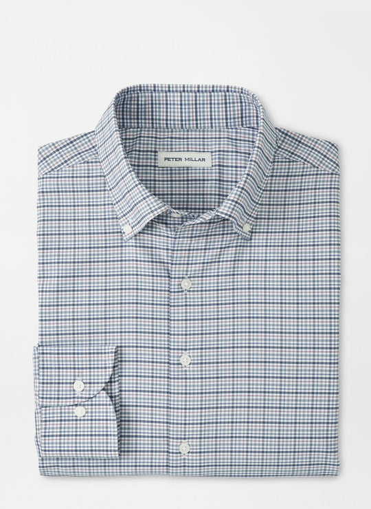 Peter Millar Leavenworth Performance Twill Sport Shirt In Blue Haze