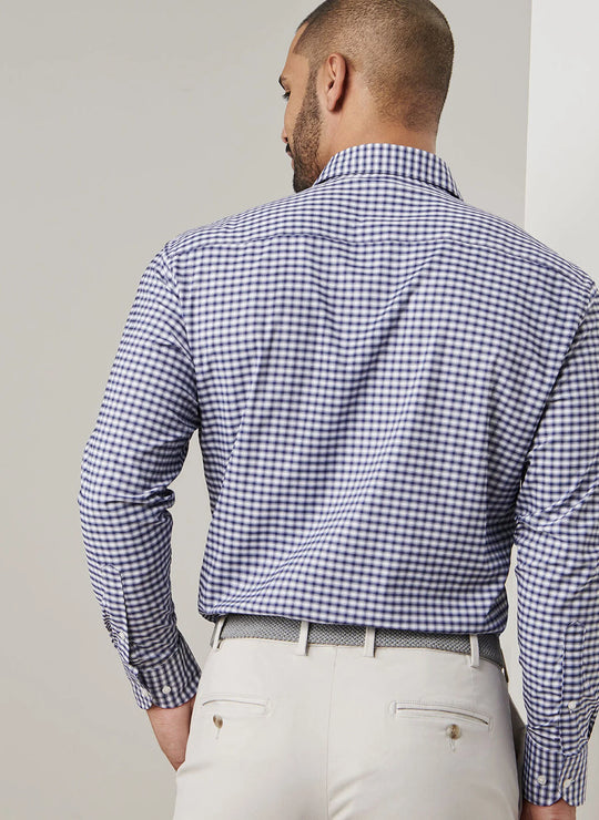 Peter Millar Fairbanks Performance Twill Sport Shirt In Navy