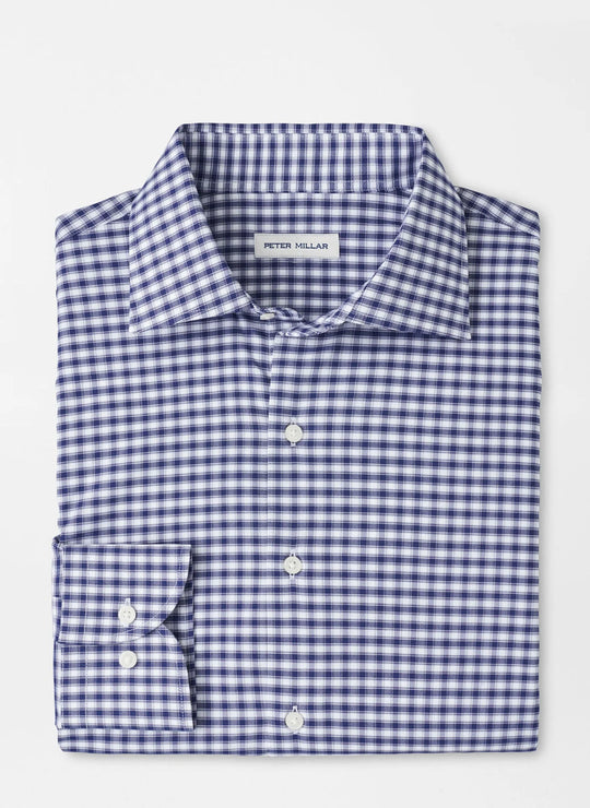 Peter Millar Fairbanks Performance Twill Sport Shirt In Navy