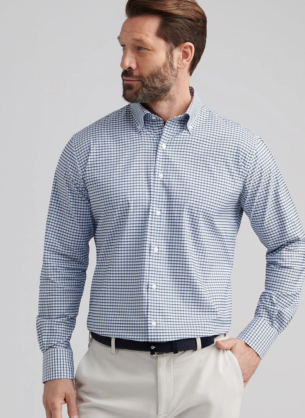 Peter Millar Cashiers Performance Twill Sport Shirt In Deep Verdant