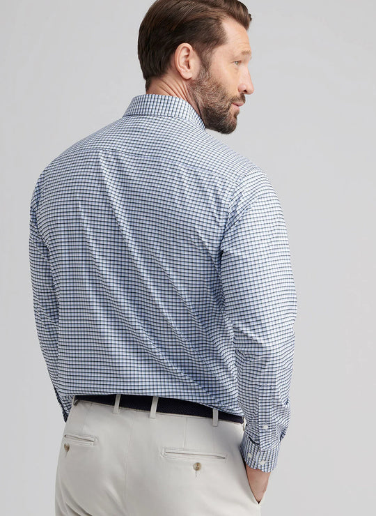 Peter Millar Cashiers Performance Twill Sport Shirt In Deep Verdant