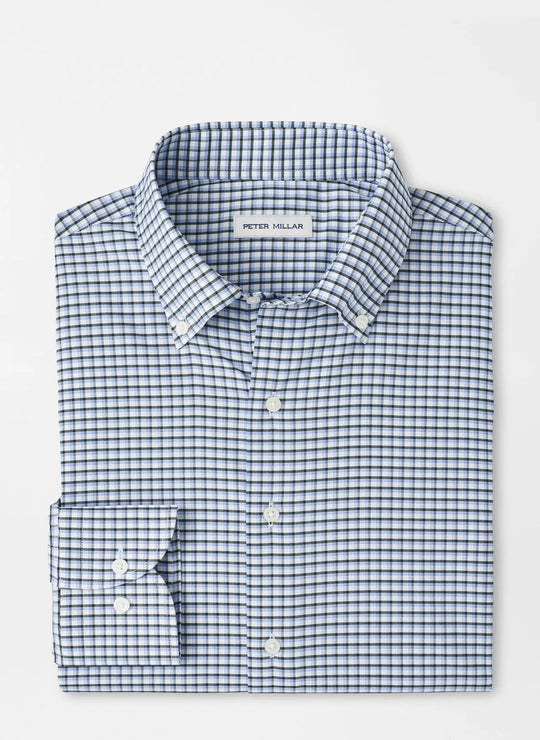 Peter Millar Cashiers Performance Twill Sport Shirt In Deep Verdant