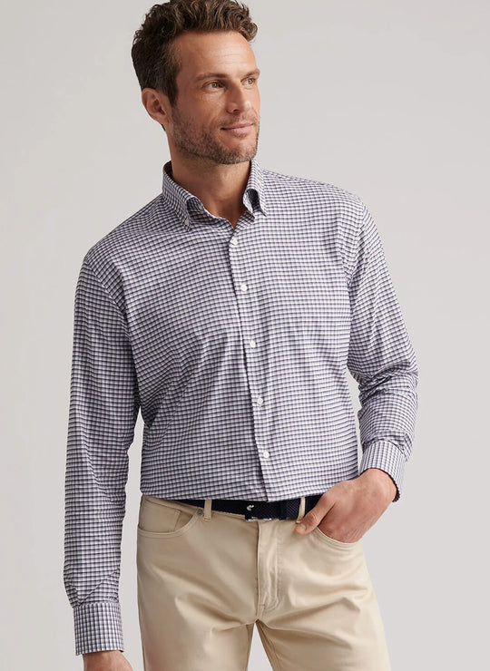 Peter Millar Cashiers Performance Twill Sport Shirt In Navy
