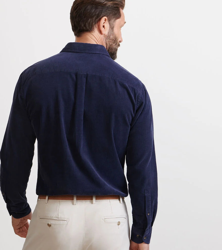Peter Millar Aspen Cotton Corduroy Sport Shirt in Navy
