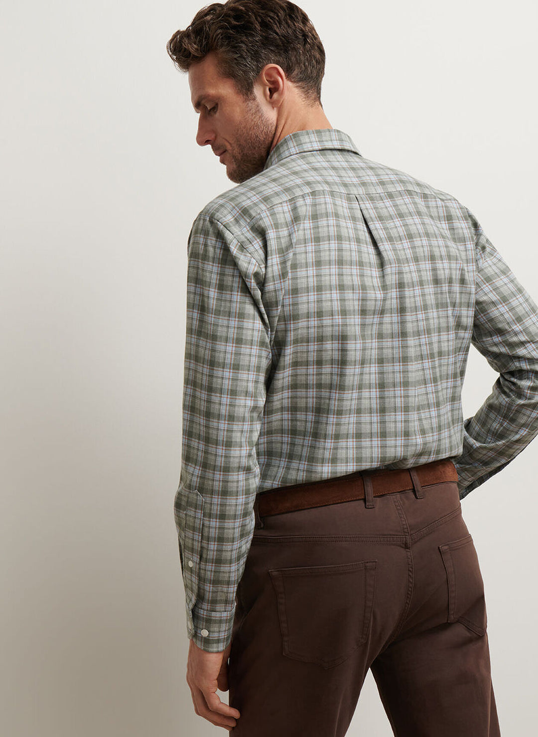 Peter Millar Whitecap Performance Flannel Sport Shirt In Basil