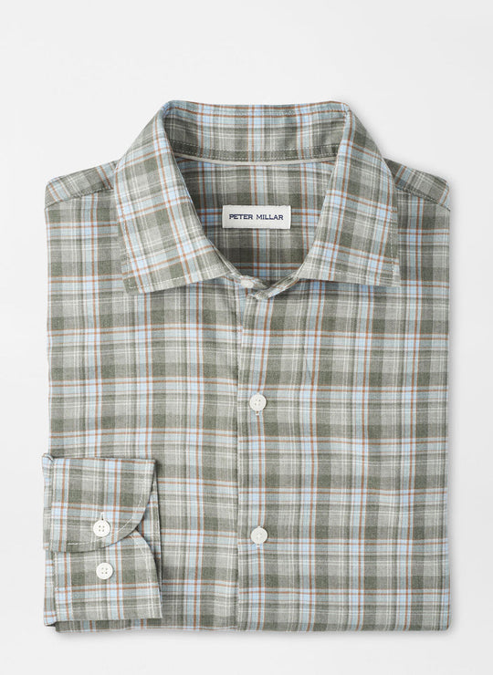 Peter Millar Whitecap Performance Flannel Sport Shirt In Basil