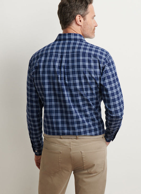 Peter Millar Mystic Performance Flannel Sport Shirt In Navy