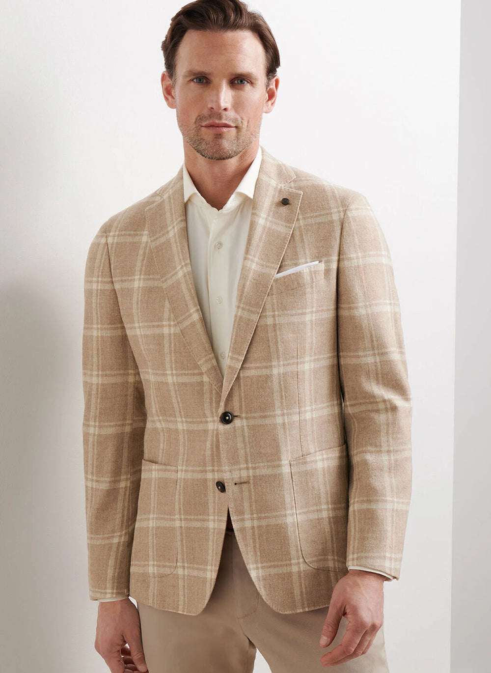 Peter Millar Harmon Plaid Soft Jacket In Camel