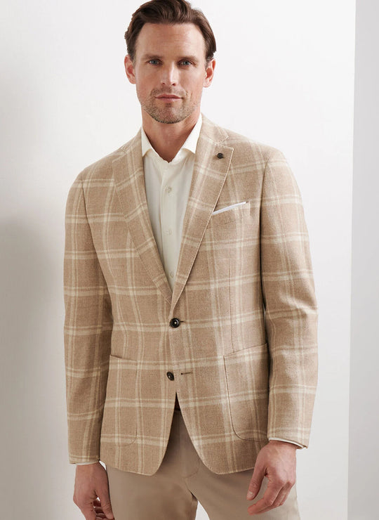 Peter Millar Harmon Plaid Soft Jacket In Camel