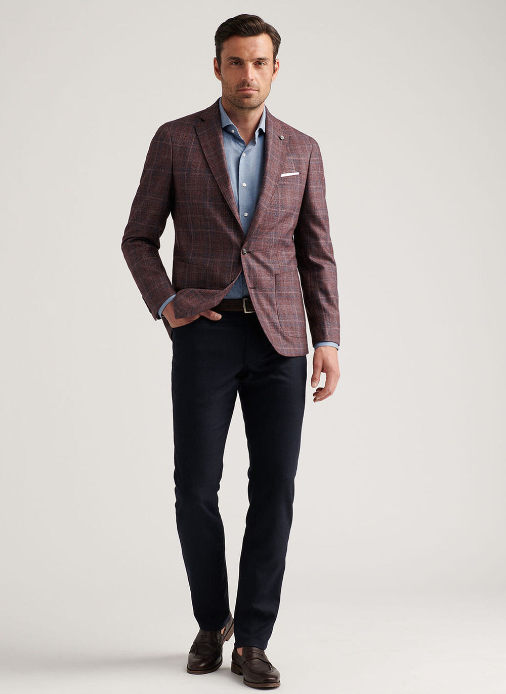 Peter Millar Claren Plaid Soft Jacket In Garnet
